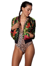 Tropical Print Bomber Jacket