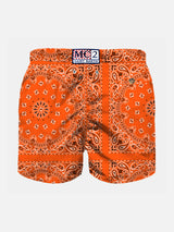 Badeshorts für Jungen mit orangefarbenem Bandana-Print