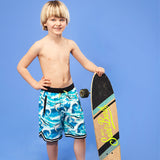 Shark print boy swim shorts surf style