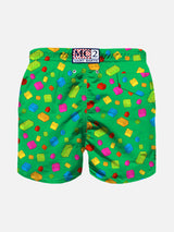 Badeshorts für Jungen mit mehrfarbigem Ziegelstein-Print