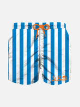 Boy swim shorts with white and bluette stripes