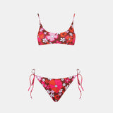 Woman bralette bikini with retro flower print