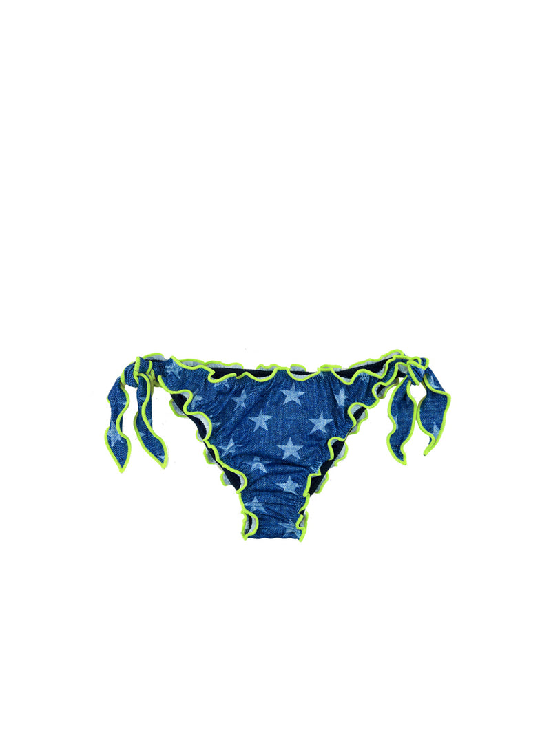 Woman ruffled cheeky swim briefs with star print