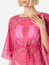 Fluo pink bandanna print caftan