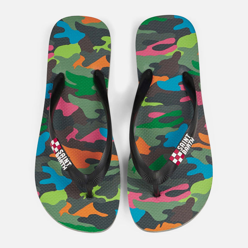 Flip-Flops mit mehrfarbigem Fluo-Camouflage-Print