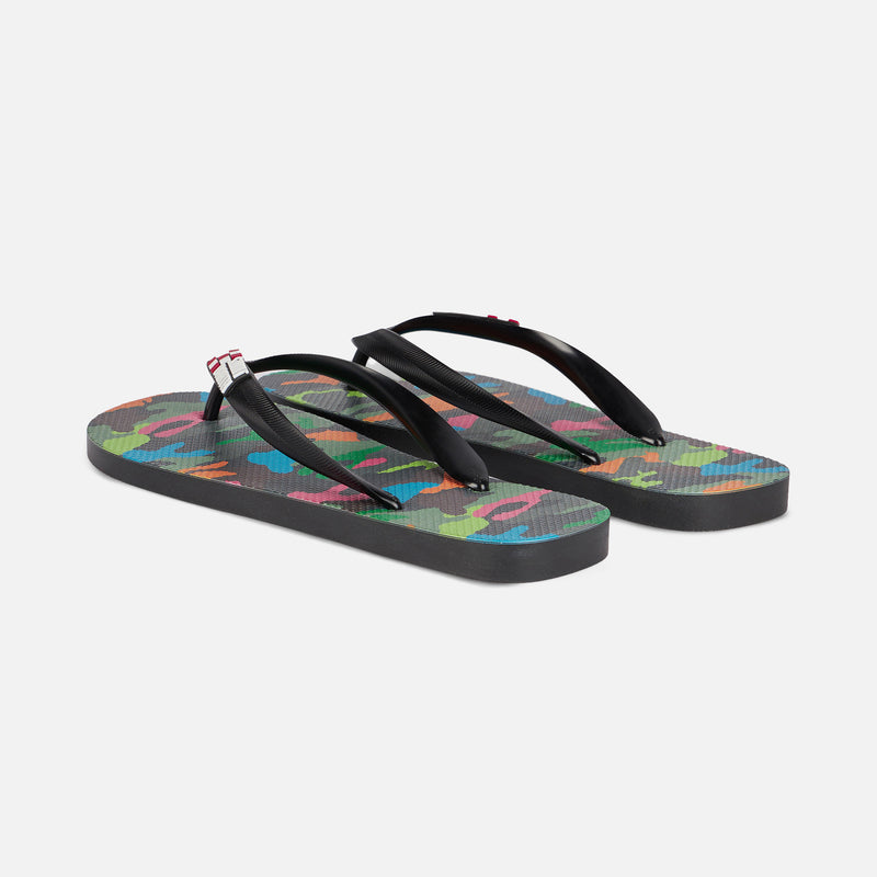 Flip-Flops mit mehrfarbigem Fluo-Camouflage-Print