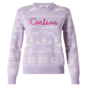 Woman sweater with Norwegian print and Cortina embroidery