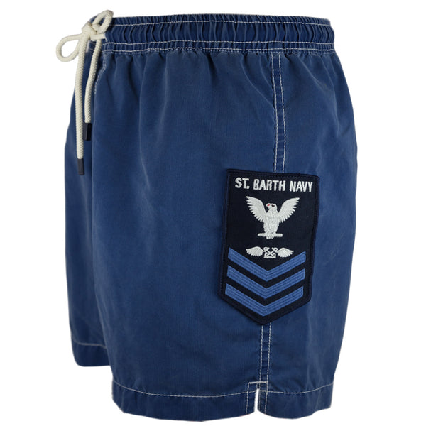 Pantaloncini uomo cargo blu navy délavé