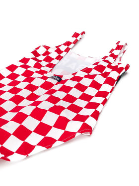 White and red check print girl's one piece - MC2 Saint Barth