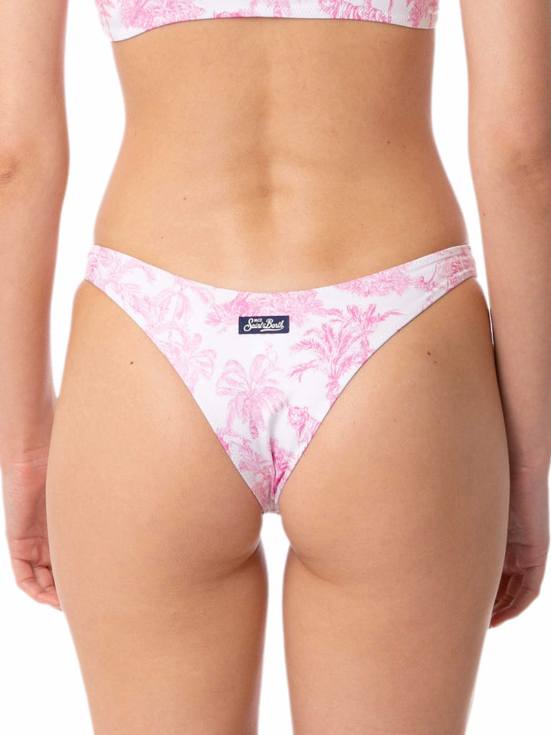 Woman cheeky swim briefs with jungle print