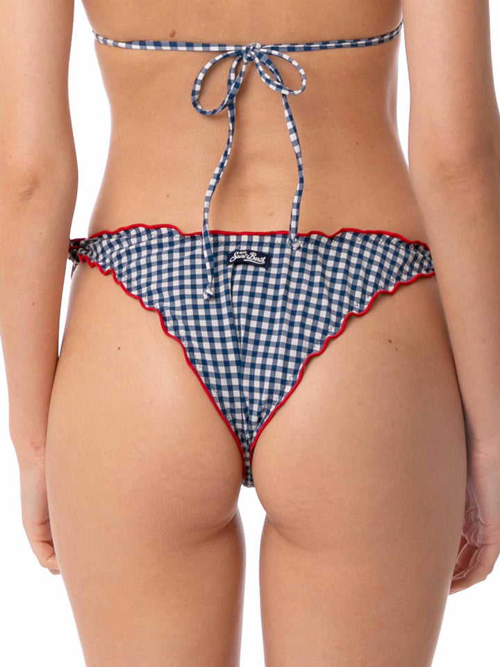 Bas de maillot de bain femme cheeky à volants avec imprimé vichy 