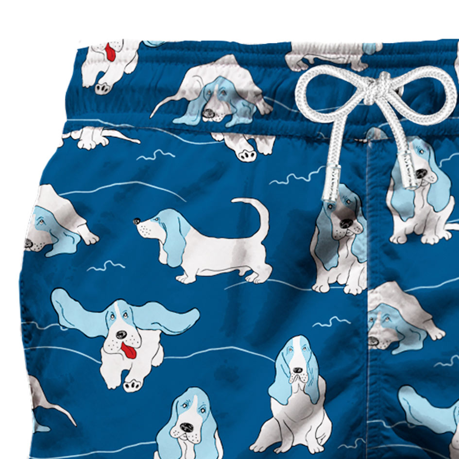 Badeshorts für Herren mit Basset Hound-Motiv