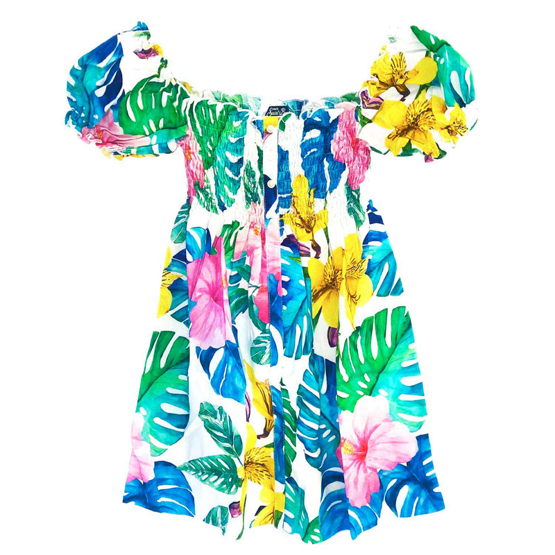Mädchenkleid mit tropischem Muster
