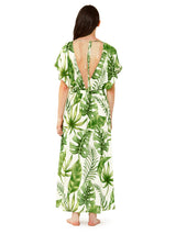 Langes Kleid mit tropischem Blätter-Print