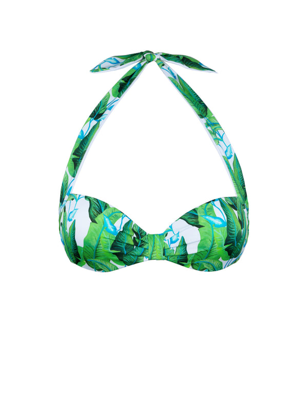 Bralette-Oberteil mit tropischem grünem Blätter-Print