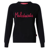 Woman black sweater Maleducata lurex embroidery