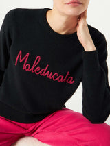 Woman black sweater Maleducata lurex embroidery