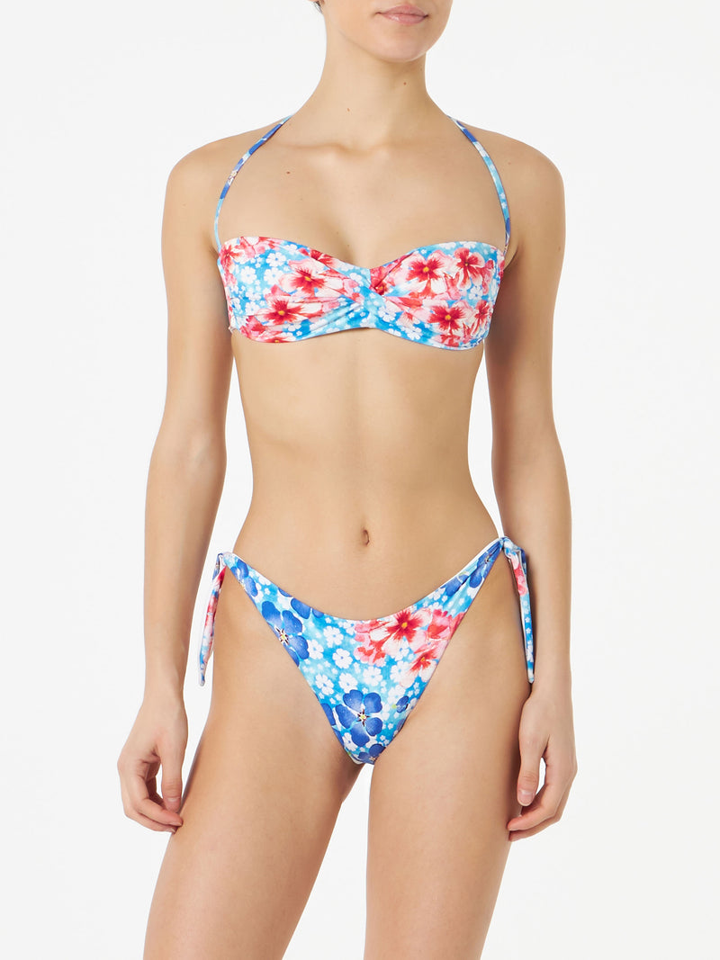 Bandeau-Bikini für Damen mit Blumenprint