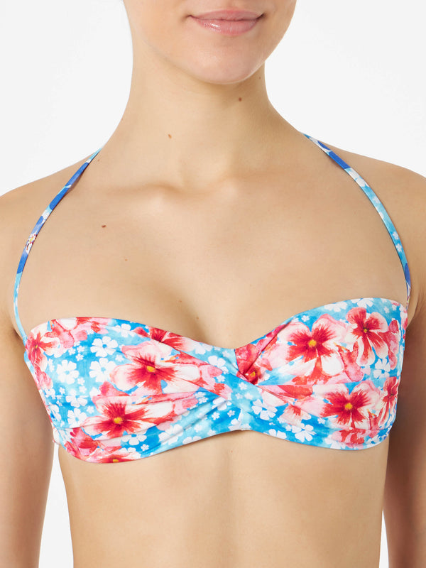 Bandeau-Bikini für Damen mit Blumenprint