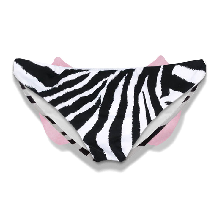 Girl zebra printed swim briefs with bow