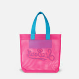 Borsa Shopper fucsia in rete con patch in spugna