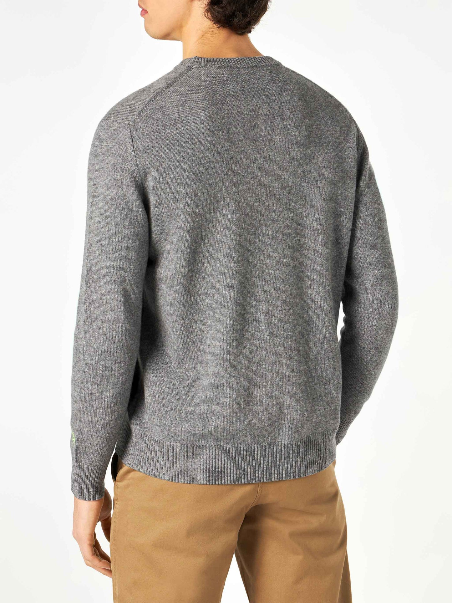Man grey sweater Sun Moritz Pirates fluo embroidery - MC2 Saint Barth