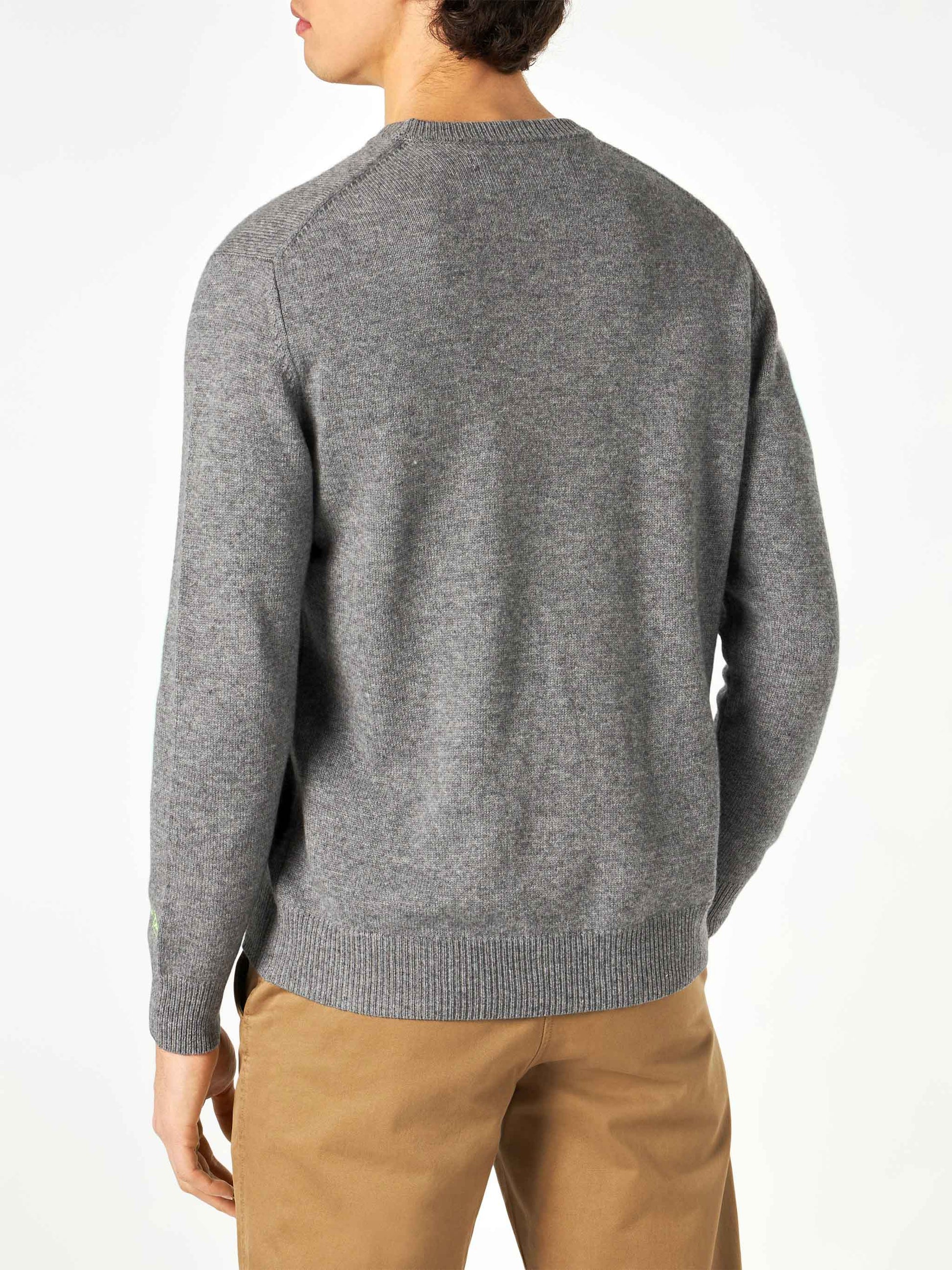 Man grey sweater Sun Moritz Pirates fluo embroidery - MC2 Saint Barth