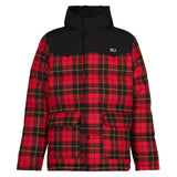 Man hooded down tartan jacket