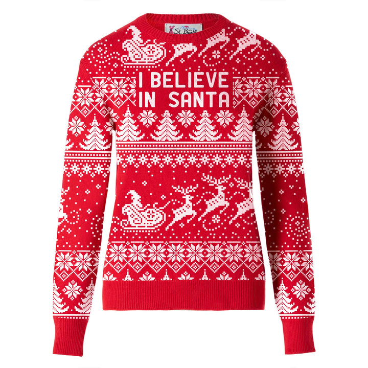 Maglia da donna con scritta I believe in Santa