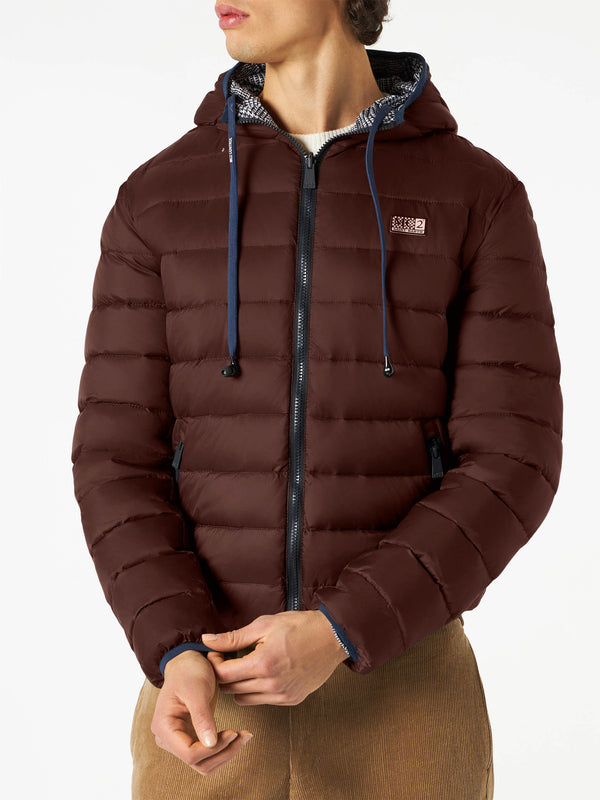 Braune Double-Face-Daunenjacke für Herren