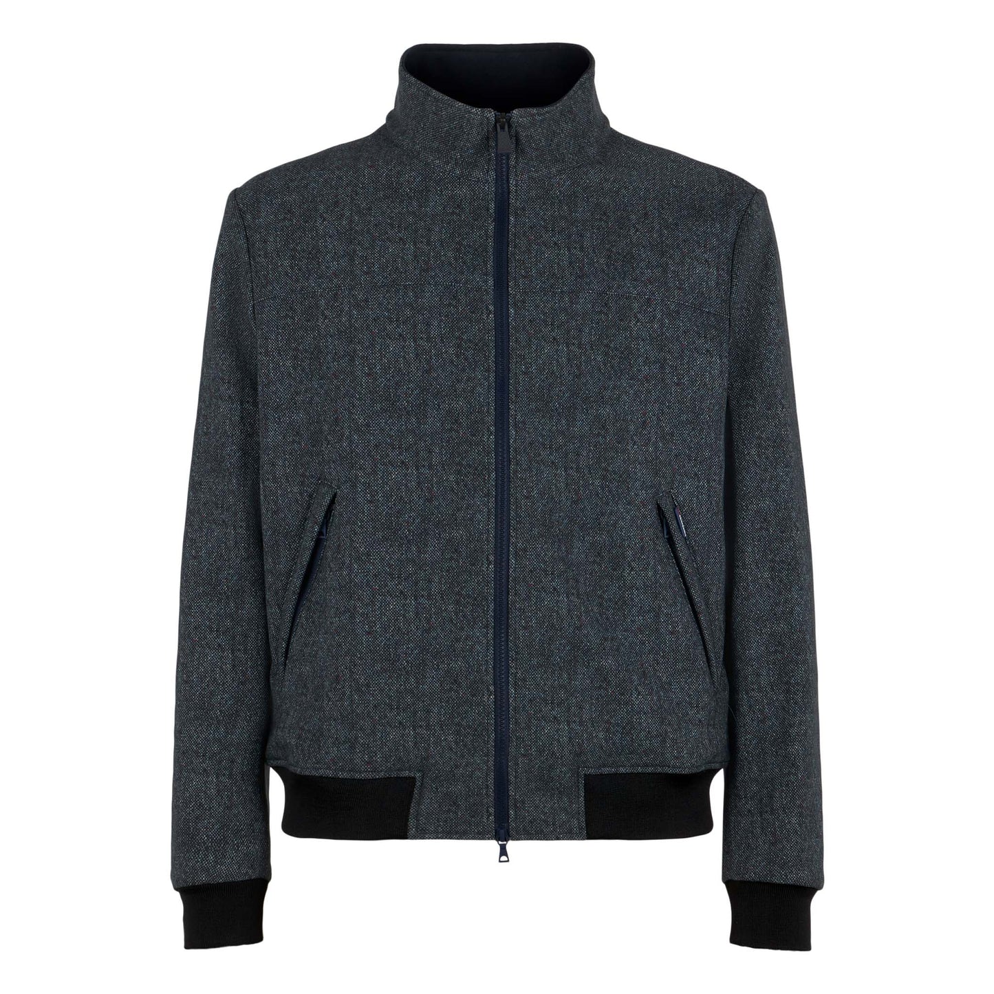 Man mid-weight mélange blue bomber jacket Traveler - MC2 Saint Barth