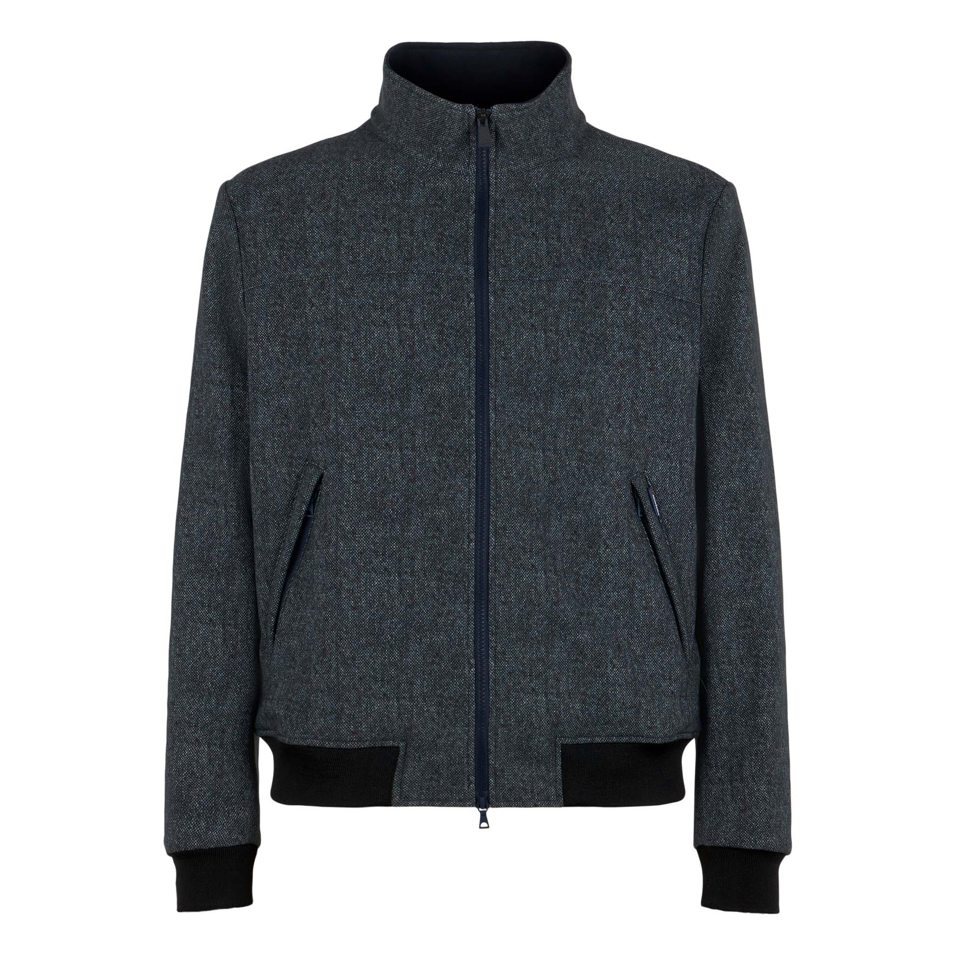 Man mid-weight mélange blue bomber jacket Traveler - MC2 Saint Barth