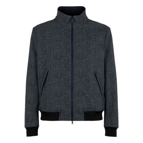 Man mid-weight mélange blue bomber jacket Traveler - MC2 Saint Barth