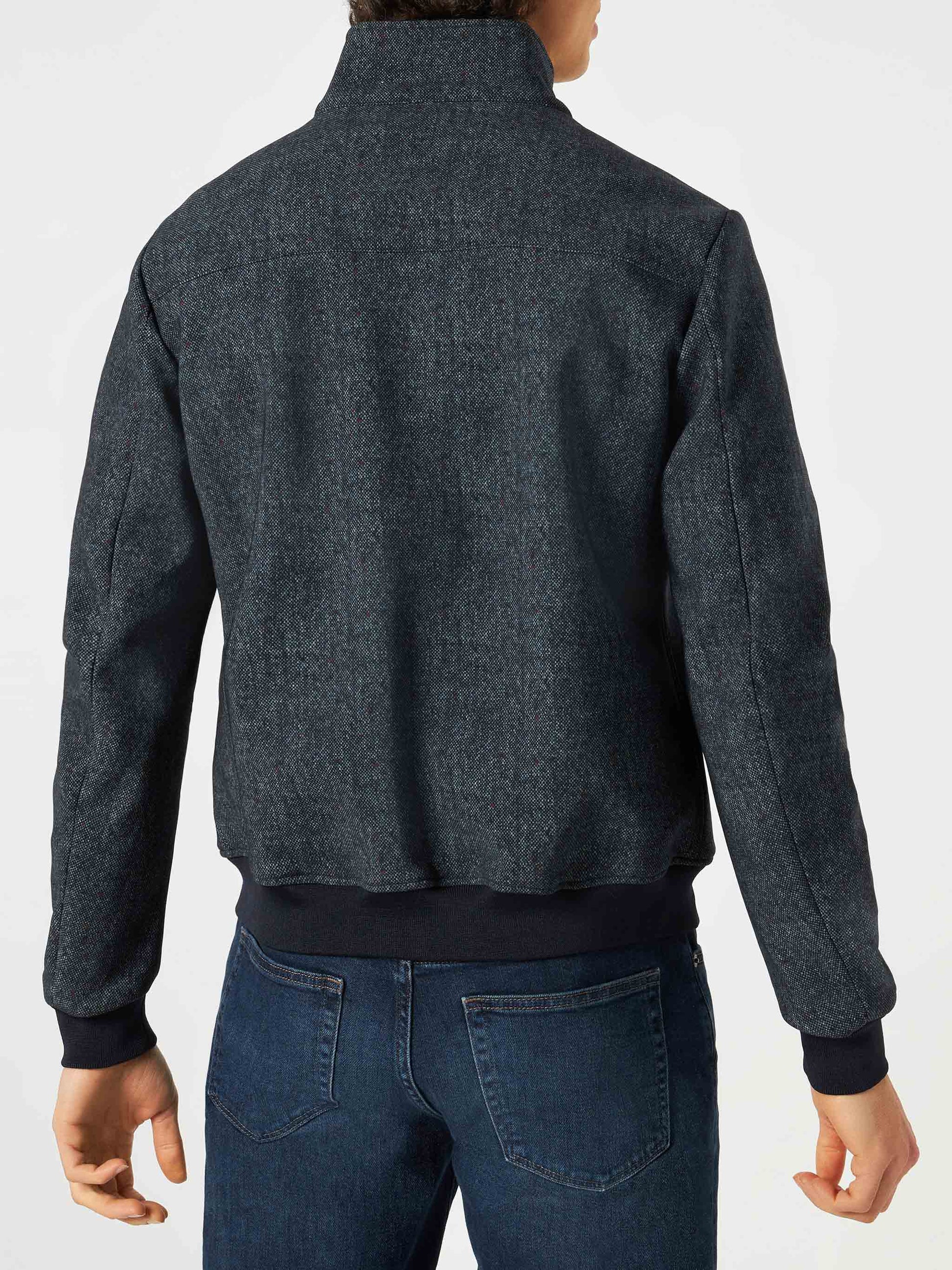 Man mid-weight mélange blue bomber jacket Traveler - MC2 Saint Barth