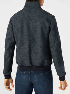 Man mid-weight mélange blue bomber jacket Traveler - MC2 Saint Barth