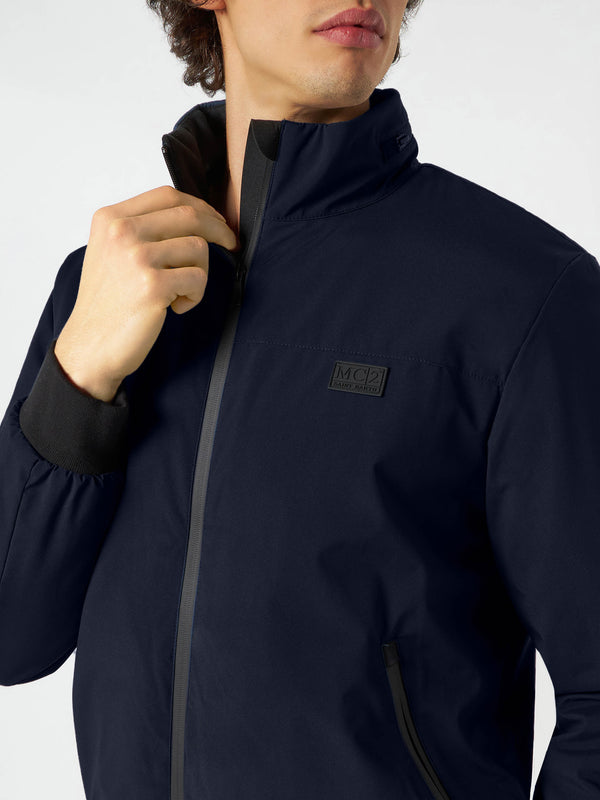 Bomber da uomo blu con fodera in sherpa