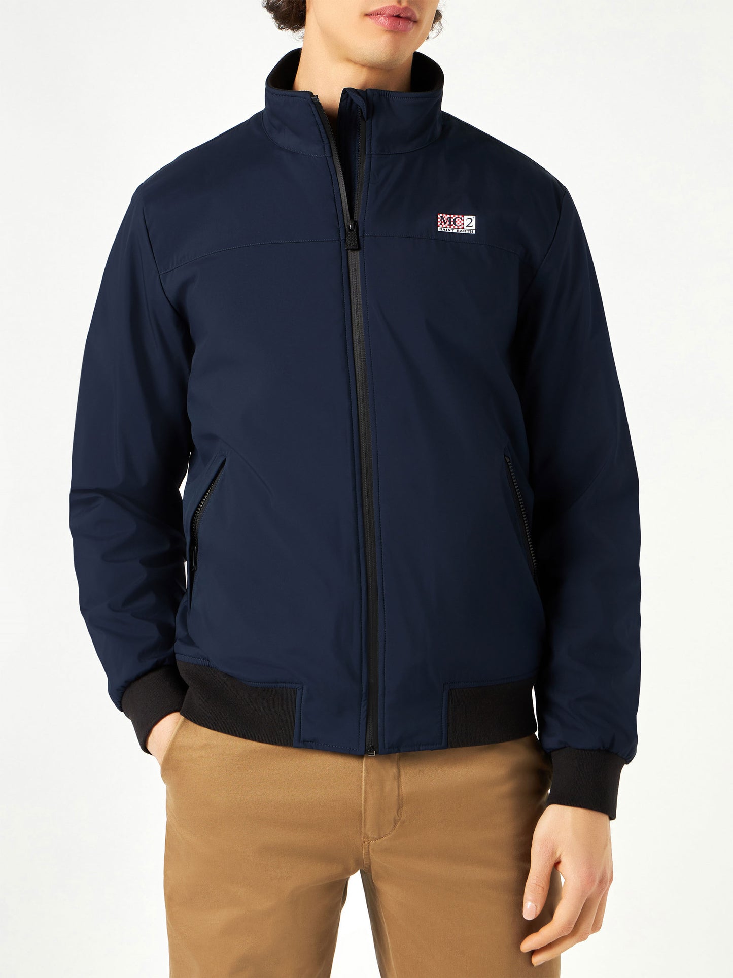 Blaue Bomberjacke Country für Herren mit pelzigem Futter