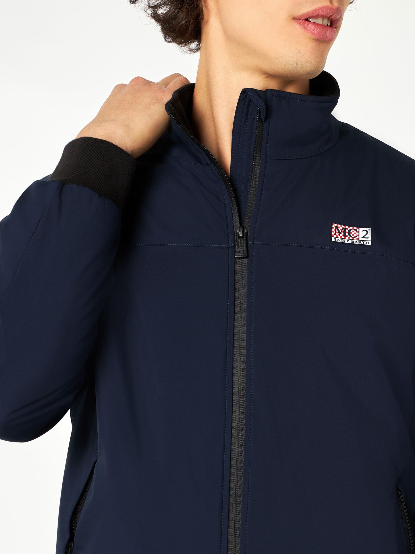Blaue Bomberjacke Country für Herren mit pelzigem Futter