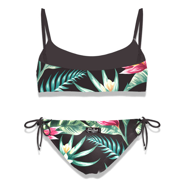 Bralette-Bikini für Mädchen mit Heliconia-Print