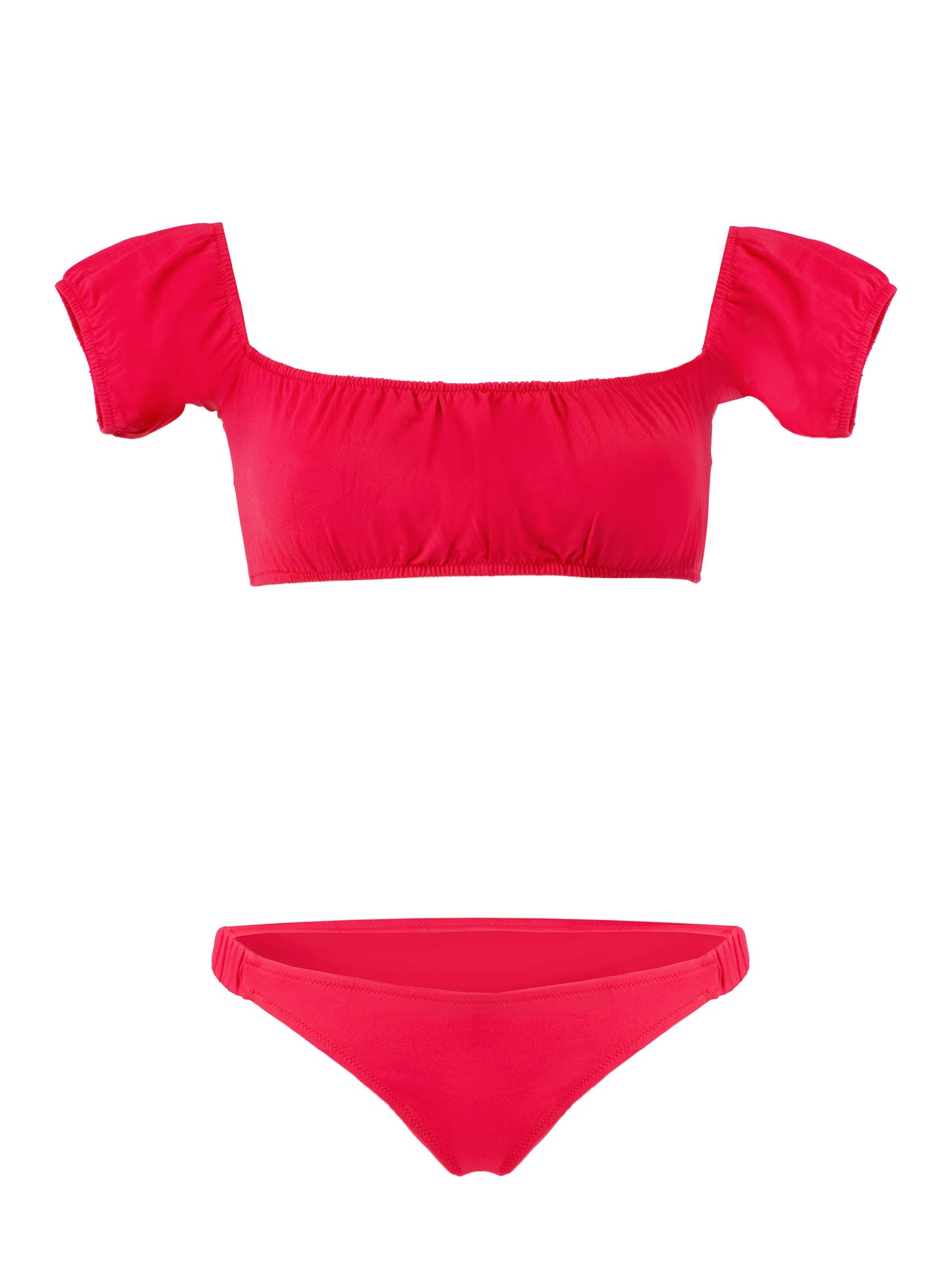 Schulterfreier roter Bikini