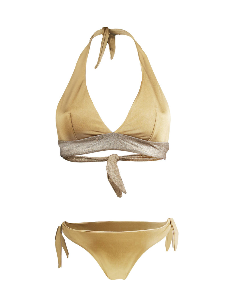 Goldfarbener Bralette-Bikini
