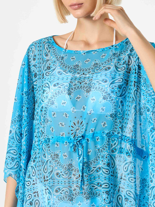 Turquoise bandanna print caftan