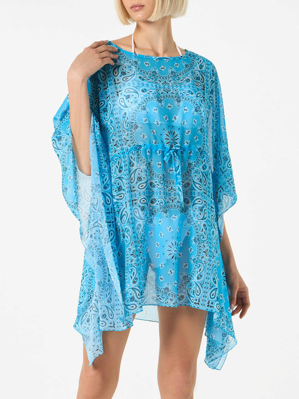 Turquoise bandanna print caftan