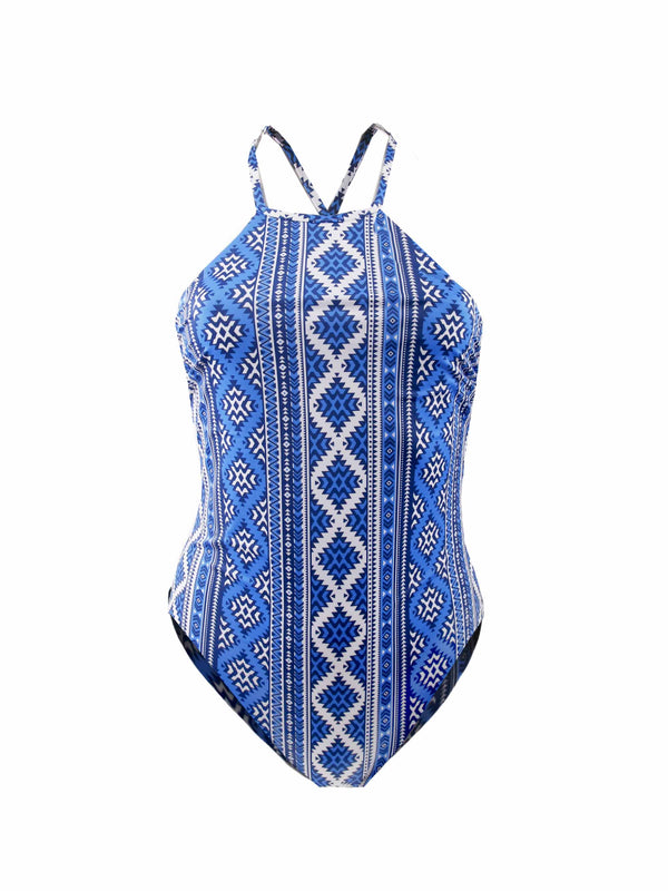 Einteiliger Badeanzug mit geometrischem Print