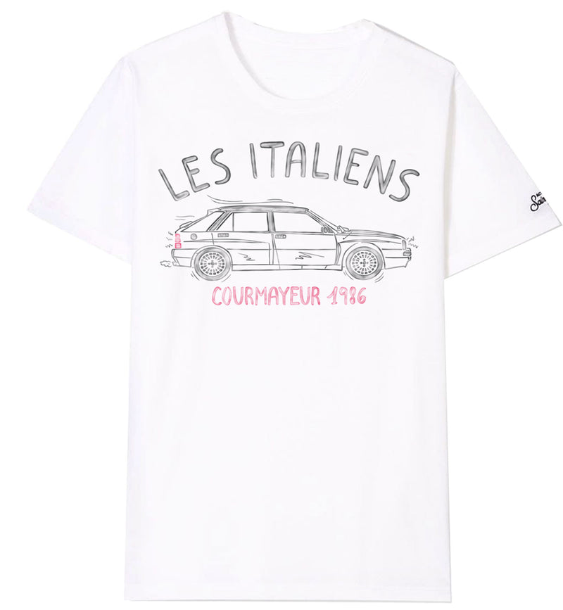 Baumwoll-T-Shirt „Les Italiens Courmayeur 1986“.