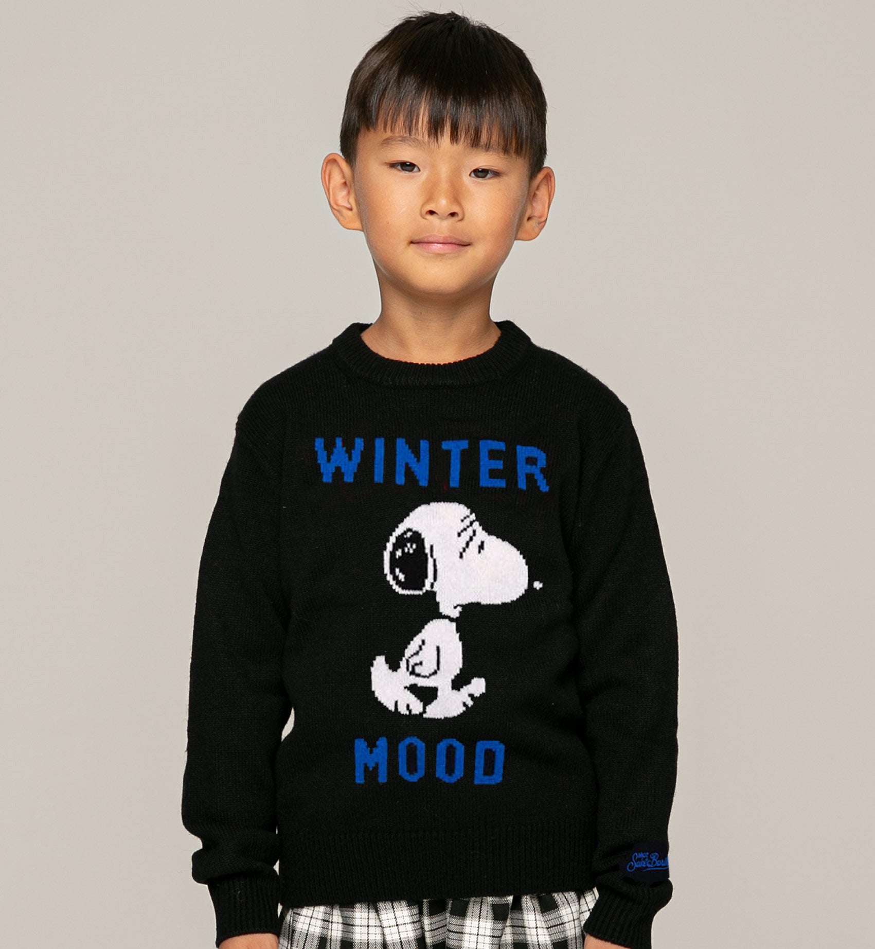 Blue navy Snoopy Winter mood sweater for boy - Special edition - MC2 Saint Barth