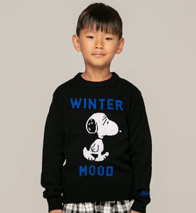 Blue navy Snoopy Winter mood sweater for boy - Special edition - MC2 Saint Barth