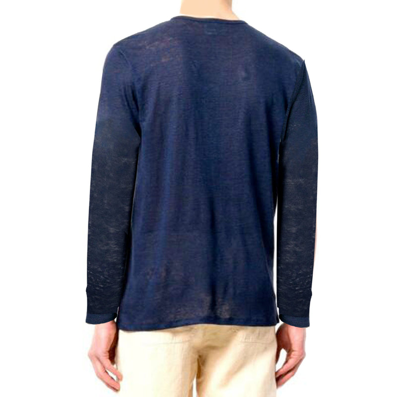 T-Shirt Mann Blau Marineblau Leinen