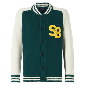 Bomber in maglia verde stile college