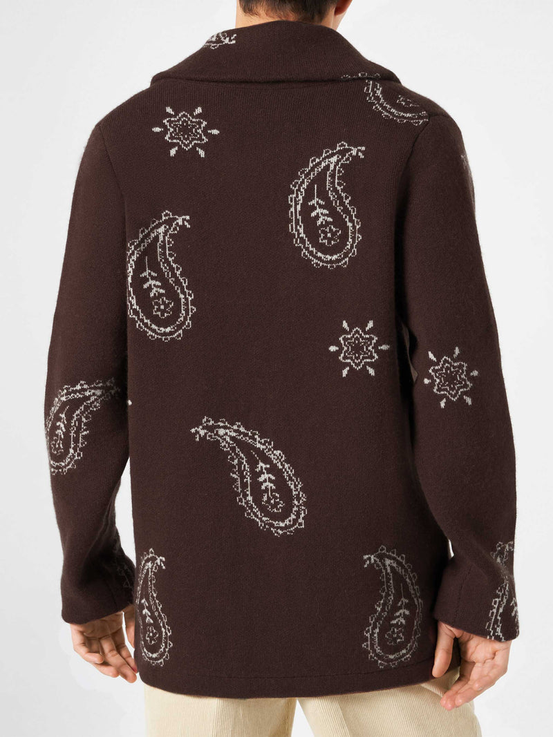 Man knit jacket with Paisley print